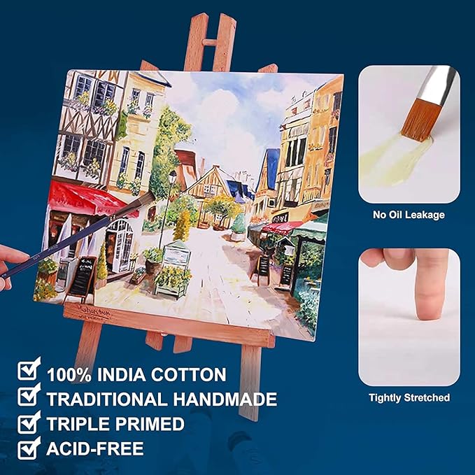 Stretched Canvases for Painting 24x36 Inch 4-Pack, 12.3 oz Triple Primed Acid-Free 100% Cotton Blank Canvas, Art Canvases for Oil Paint Acrylics Pouring & Wet Art Media, Pour Painting