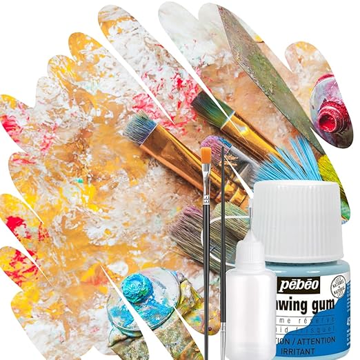 Pebeo Drawing Gum Masking Fluid 45ml – Quick-Dry, Easy-Peel for Watercolor & Painting – Includes Bundling Bliss Applicator Tip & Brushes (3-Piece Set)