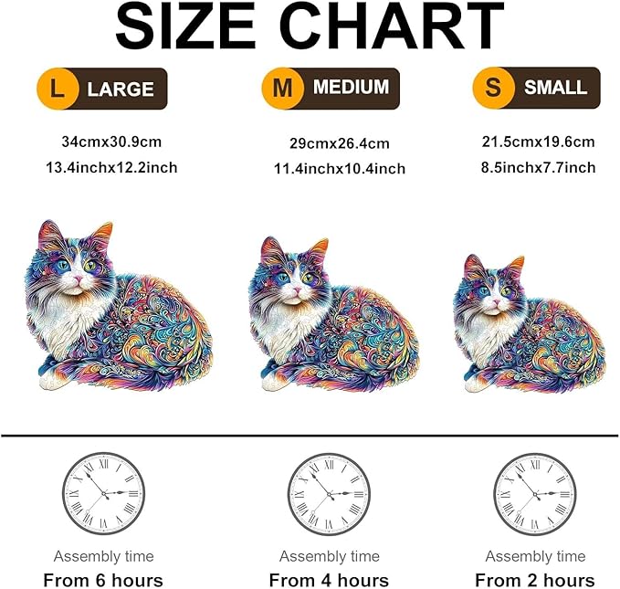 Lazy Cute Cat Adults Gifts Wooden 240 Pieces 13.4 * 12.2in