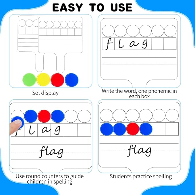 24 Pack Phonemic Awareness Dry Erase Board 8" x 10" Double Sided Handheld Answer Board Speech Therapy Phonemic Awareness Phonics Games Preschool Kindergarten Classroom Must Have