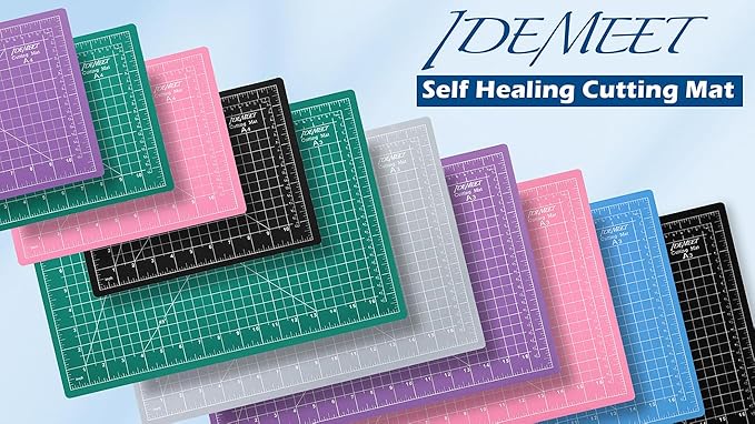 Thickened 18"x12" Self Healing Cutting Mat, Idemeet Rotary Cutting Sewing Mat for Crafts, 5-Ply Blade Table Protector Cut Board for Fabric Leather Cutting Quilting Modeling Hobby Project, A3, Purple