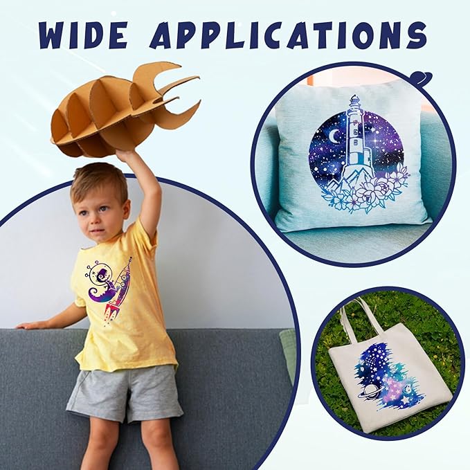 Tintnut Galaxy Heat Transfer Vinyl - 10 Sheets Bundle 10x12 Inch Stardust Starry Sky Background HTV Iron on Vinyl Watercolor Clouds Patterned for DIY T-Shirts Hats Coats Handbags Pillow Crafts