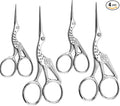 Vintage Stork Shape Sewing Scissors Stainless Steel Tailor Scissors Sharp Sewing Shears for Embroidery, Craft, Art Work & Everyday Use (4, Silver)