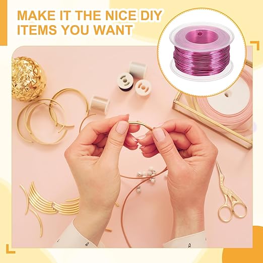 uxcell 18 Gauge / 1mm Anodized Aluminum Wire for Jewelry Craft Making, 102 Feet Bendable Flexible Wire for DIY Home Decor Gardening Sculpture, Rose Red