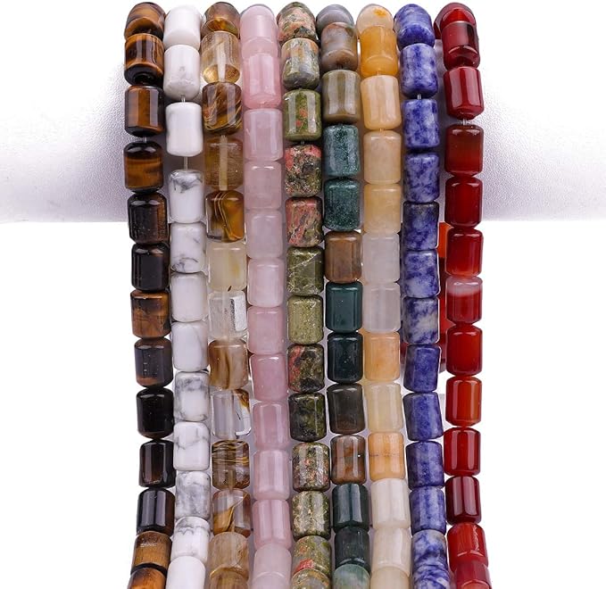 Natural Yellow Jade Cylinder Stone Loose Semi Gemstone Beads for Jewelry Making 10mmx14mm 38cm