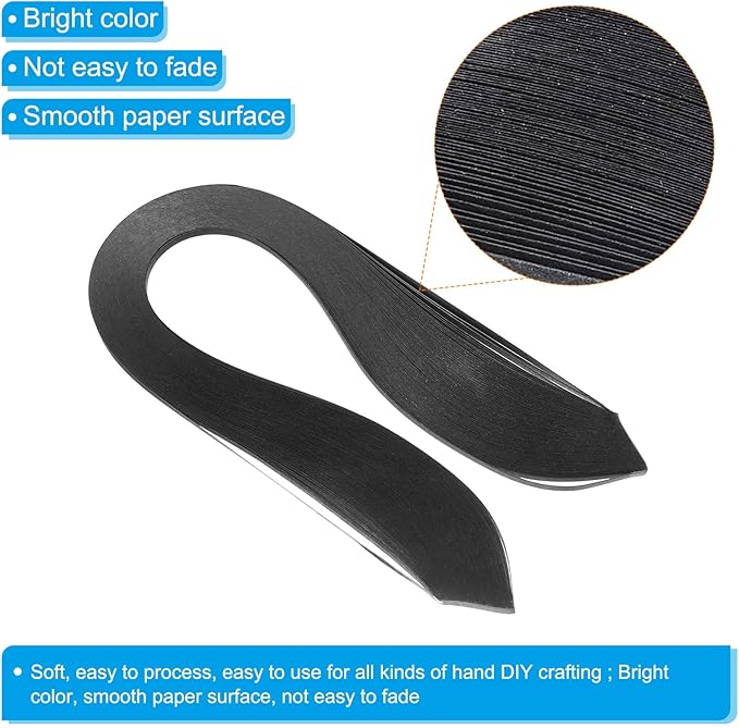 PATIKIL 600pcs Quilling Strips Paper 1/8"(3mm) 39cm Origami Paper Quilling Strip for Art DIY Hand Craft Christmas, Black