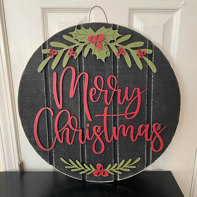 Christmas Stencil for Painting on Wood 12" Merry Christmas Doormat Stencils for Crafts Reusable Holiday Stencil Drawing Templates for Door Hanger Porch Wreath Decor