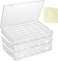 3 Pcs 36 Large Grids Clear Plastic Organizer Box with Adjustable Dividers Craft Organizers Box for Bead,Jewelry,DIY Crafts,Art,Small Items Storage (Clear-3pack-108 Grids)