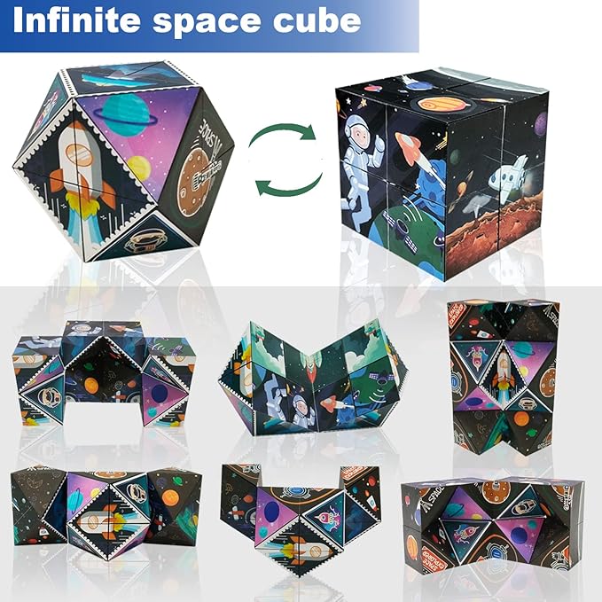 3D Flips Magic Cube Set, 3 Pack Infinity Cube Fidget Toys, Transforms Puzzle Cubes for Stress Anxiety Relief and Kill Time, Nice Gifts for Kids and Adults