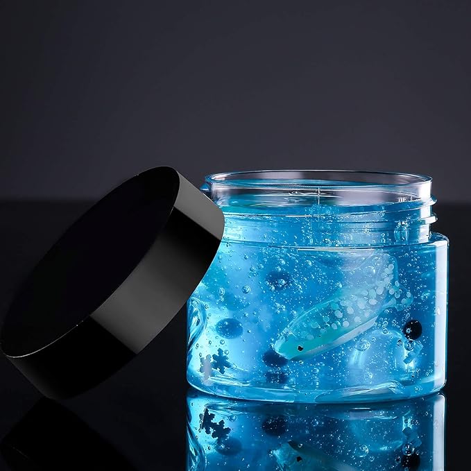 SATINIOR 12 Pack 2 oz Plastic Container Jars with Lids Round Clear Travel Cosmetic Container Slime Jars for Toiletries, Lotion, Cream, Ointments, Makeup, Rhinestone, Samples, Kitchen Storage(Black)