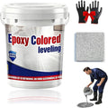 Epoxy Floor Paint, Epoxy Colored Sand Floor Paint, High-Gloss Marble Effect Self-Leveling Coating, Waterproof, Non-Slip, Ultra-Durable for Garage, Basement, Wood Floors (White Heather Gray,4.4 lb)