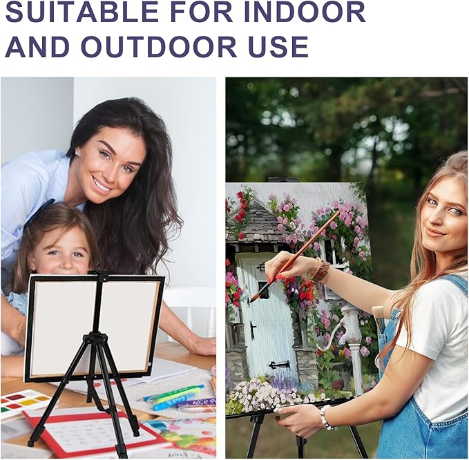 AROIC10 Pack Painting Display Easel Stand Portable Adjustable Metal Tripod Artist Canvases Height from20to66Inch Extra Sturdy forTable-Top/Floor Painting, Drawingand Displaying,Black with10StorageBag