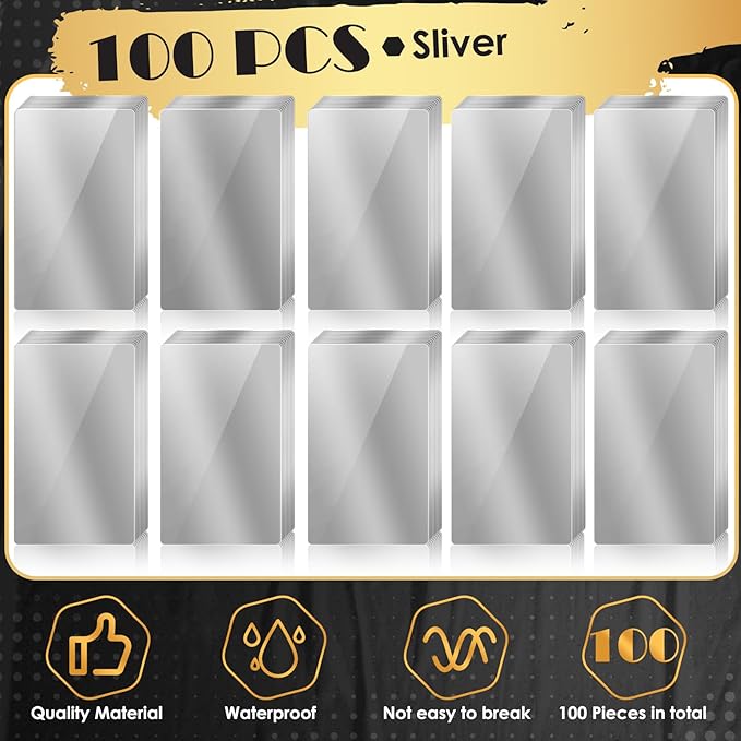 weparmeety 100 Pcs Sliver Metal Engraving Blanks Colorful Aluminum Sheet Laser Engraving Business Card Multipurpose DIY Gift Cards 86 x 54 x 0.21 mm
