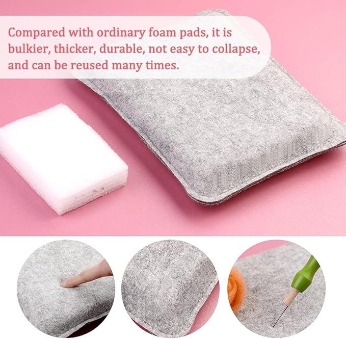 WONVOC Needle Felting Pad, 9.84 x 7.87 x 1.38'', Needle Felting Tools for Beginner Felting Tools with Felting Needle Holder, Felting Needles for Craft DIY