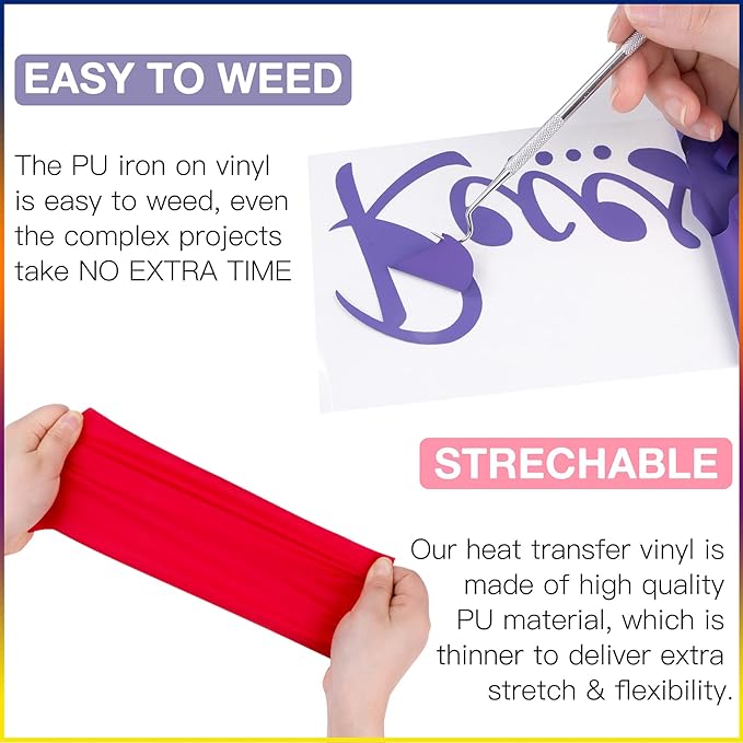 HTVRONT Red Heat Transfer Vinyl Bundle: 36 Pack 12" x 10" Iron on Vinyl Compatible with Cricut Cutting Machine, Silhouette Cameo or Heat Press Machine