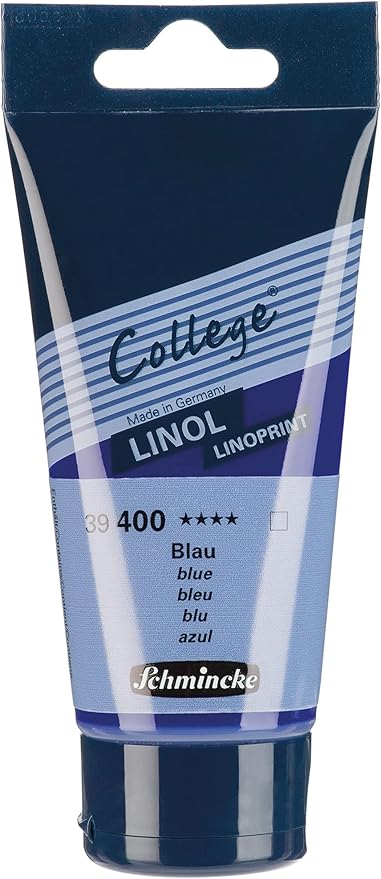 Schmincke - College Linol, Artists' lino Printing Inks, Blue in 75 ml Tube, 39400013, Low-Odour Water-Based lino Printing Ink, lightfast, Even Print