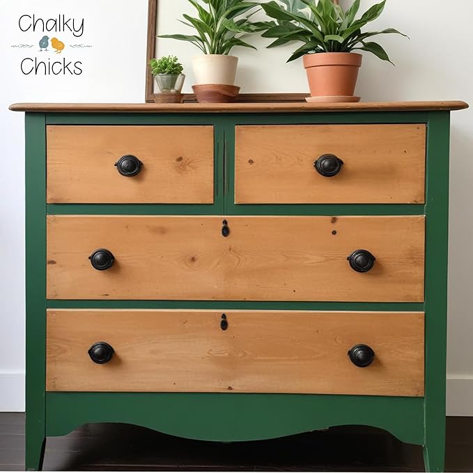 Chalky Chicks All-in-One Chalk Paint for Furniture or Cabinet - 16 Fl Oz - Matte Finish Shamrock (Dark Green) for Metal, Wood Furniture Paint - No Sanding All-in-One for Home Decor & Crafts, USA Made