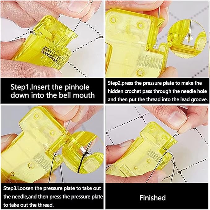 Automatic Needle Threader, 10 PCS Simple Needle Threaders Sewing Tool, Quick Self Threading Needles Plastic Sewing Machine Threader for Hand Stitching Embroidery Floss, Fits Most of Needles