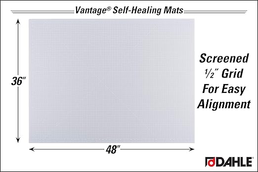 Dahle Vantage 10684 See-Through Premium Self-Healing Cutting Mat, 36"x48", 1/2" Grid, 5 Layers for Max Healing, Perfect for Crafts & Sewing, Clear