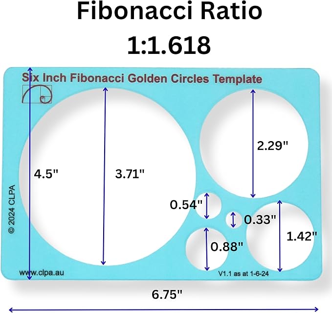 Circle Stencil Template for Drawing and Drafting: A Fibonacci-Inspired Circle Template for Drawing Tool for Artists Allows The Simple Application of The Golden or Divine Ratio for Artistic Design