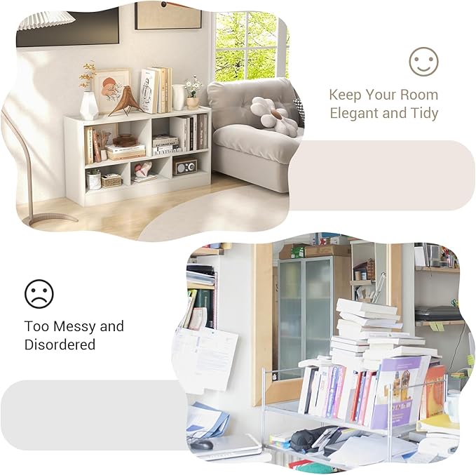 LOKO 2 Tier 5 Cube Bookcase, Open Shelf Storage Cabinet, Wooden Display Cabinet Shelf, Multipurpose Bookshelf for Living Room, Hallway, Home Office, Classroom (White)