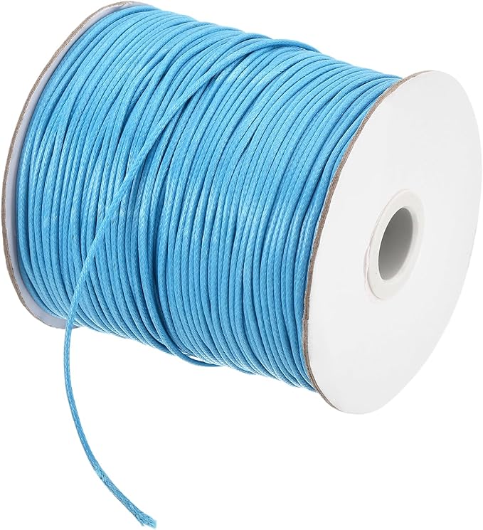 MECCANIXITY Waxed Cord 1.5mm Waxed Polyester Cord 175 Yard Wax String for Bracelet Making,Necklaces, Beading,Jewelry Making and DIY Crafts(Sky Blue)