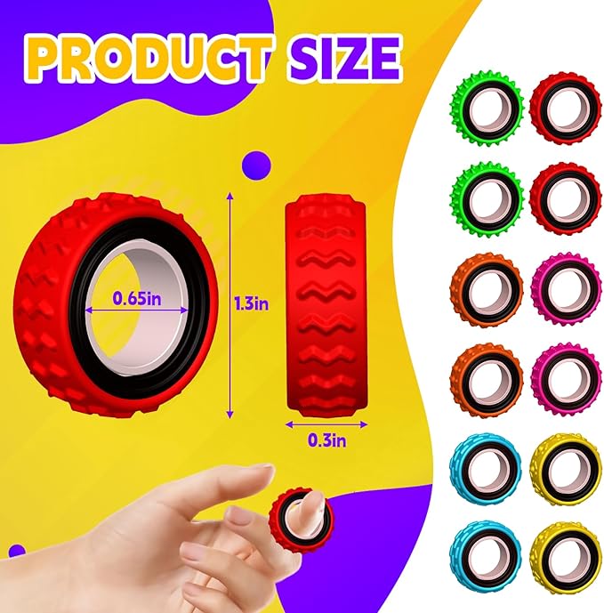 Fidget Toys Sensory Ring for Kids, Finger Spinner Rings Quiet Finger Spinne Fun Fidgets for Student Classroom Prize Stocking Stuffers (24PCS)