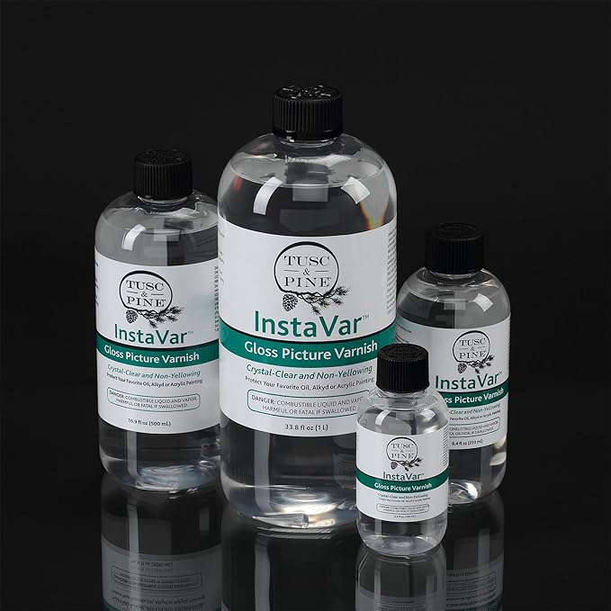 Tusc & Pine InstaVar™ Gloss Picture Varnish - Archival Quality Varnish for Oil, Alkyd, and Acrylic Artists - 8.4oz Bottle - 2 Pack