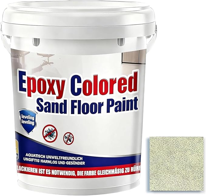 Epoxy Colored Sand Floor Paint, Epoxy Floor Paint for Concrete, High Gloss Marble Effect Coating, Waterproof Non-Slip Concrete Paints, Suitable for Indoor/Outdoor Use (Millet Yellow,128 oz/4 kg)