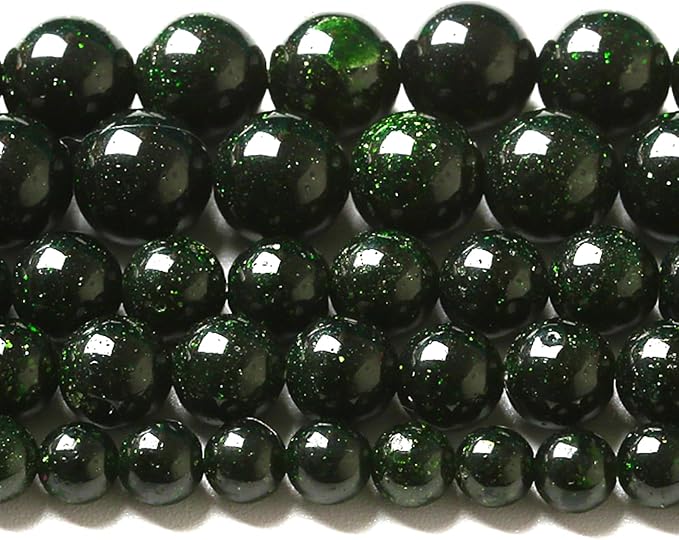 8MM 90pcs Natural Green Sandstone Energy Healing Beads Round Loose Beads for Jewelry Making Bracelet 2 Strands 32"