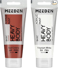 MEEDEN Acrylic Paint Red Ochre: Bundled with Titanium White Color - 100ml/3.38oz x 2 Bulk Heavy Body Acrylic Paint Tubes for Art Craft Painting