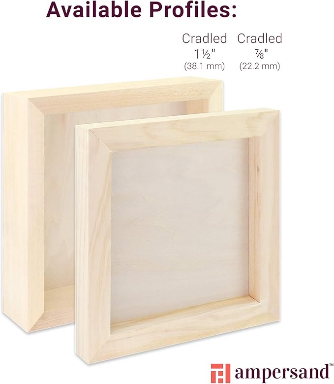 Ampersand Art Supply Unprimed Basswood Artist Panel, 1-1/2" Cradled Profile, 5"x5"