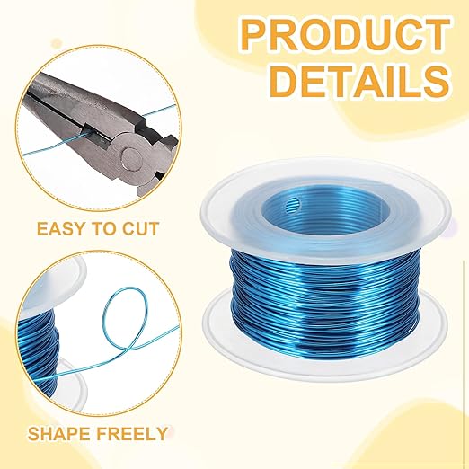 uxcell 20 Gauge / 0.8mm Anodized Aluminum Wire for Jewelry Craft Making, 102 Feet Bendable Flexible Wire for DIY Home Decor Gardening Sculpture, Blue