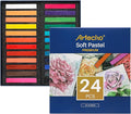 Artecho 24pcs Soft Pastels, Square Chalk for Drawing, Blending, Layering, Shading, Pastels Art Supplies