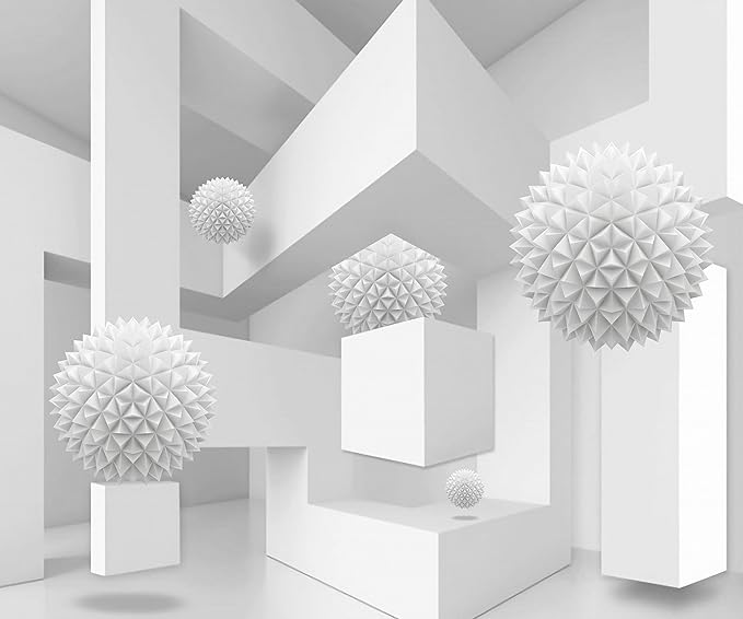 3D Wallpaper Abstract Tunnel Space Stereo Wall Mural Metal Ball Tapiz para Pared for Bedroom Living Room TV Background Wall Studio（Not Peel and Stick）