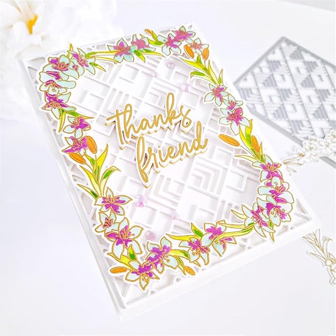 Cutting Dies Metal Stencils Scrapbooking Tools Flowers Lace Frame DIY Embossing Template for Paper Card Making Album Arts Crafts Supplies (Frame 4)