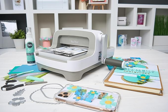 Sizzix Big Shot Machine with Starter Kit, 6" Die-Cutting and Embossing Machine with Cutting Dies, Embossing Folder and Cardstock