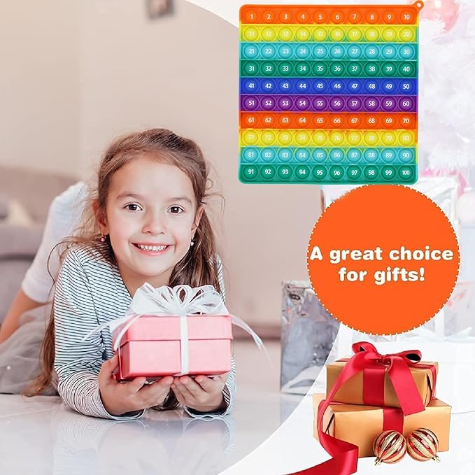 Double Side 1 100 200 Pop it, Chart, Numbers, Row Counter Knitting Crochet, Stitch Counters Crocheting Square Popper Fidget Sensory Toy, Educational Tool, Great Gift for Birthdays, Christmas