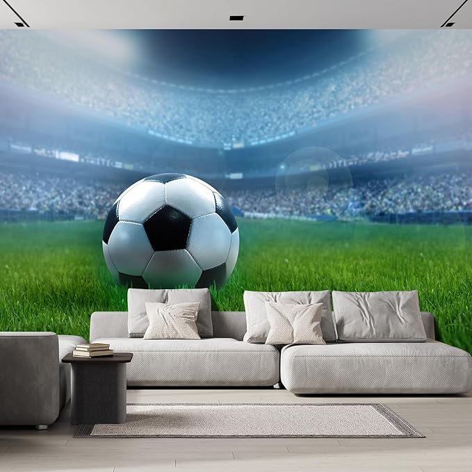 wall26 Close Up of a Football Ball on a Full Stadium Removable Wall Mural | Self-Adhesive Large Wallpaper - 96x144 inches