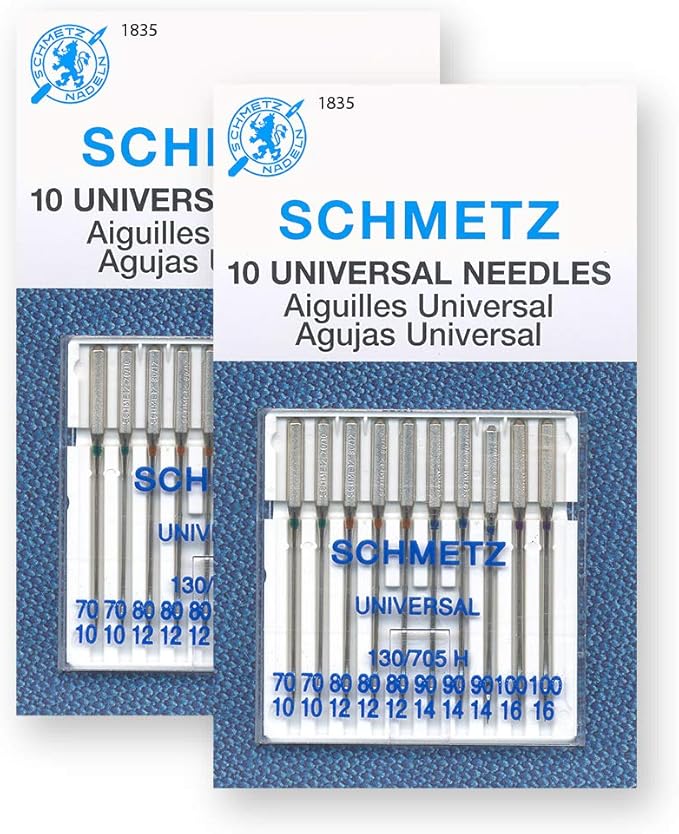 20 Schmetz Universal Sewing Machine Needles - Assorted Sizes - 2 Cards