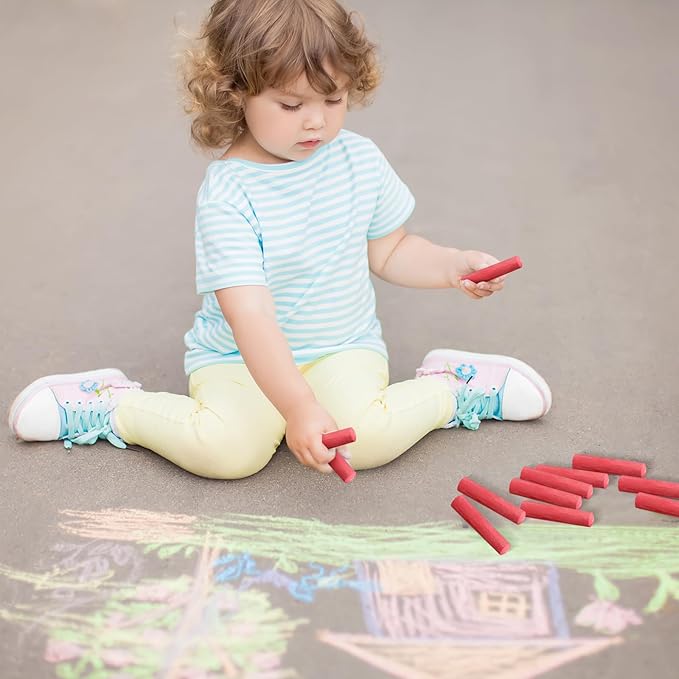 20 Pcs Sidewalk Chalks for Kids Non Toxic Jumbo Chalk for Party Gift Outdoor Art Classroom Play Painting (Red)