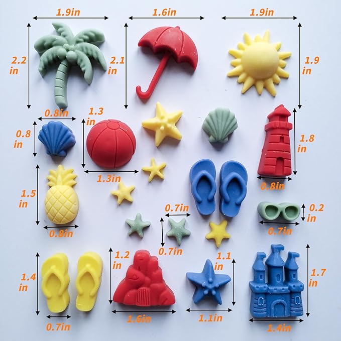 Summer Beach Theme Chocolate Molds, 2PCS Summer Party Fondant Candy Jelly Baking Ice Cube Silicone Molds, Coconut Tree Sun Shell Starfish Marine Cake Decor Mold, Unique Resin Candle Soap Mold