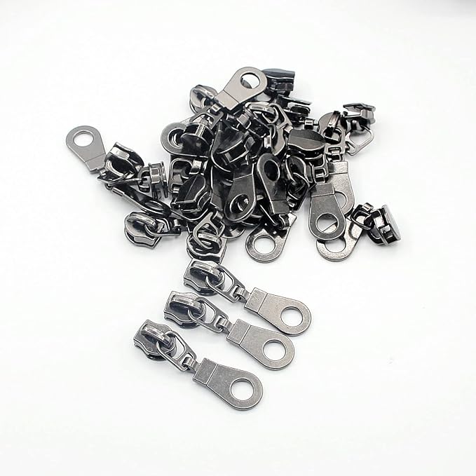 Leekayer #5 Black Nickel Metallic Nylon Coil Teeth Zippers by The Yard Bulk 10 Yards Zipper Tape with 25pcs Black Nickel Sliders for DIY Sewing Tailor Craft Bag(Black)
