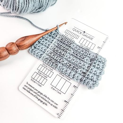 Quick Gauge Ruler, Gauge Ruler for Knitting and Crochet, Scarf Keychain Knitting No Counting Needed, Slide Sewing Rulers and Guides for Fabric Stitch Measuring Crochet Tool(2pcs)