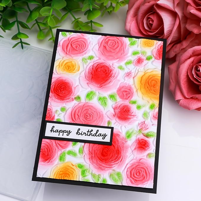 BAOFALI 3D Embossing Folder for Card Making,Floral Pattern Clear Plastic Texture Fades Embossing Folder Template for Scrapbooking Cardstock Album DIY Decoration Paper Crafting 6.3x4.5inch