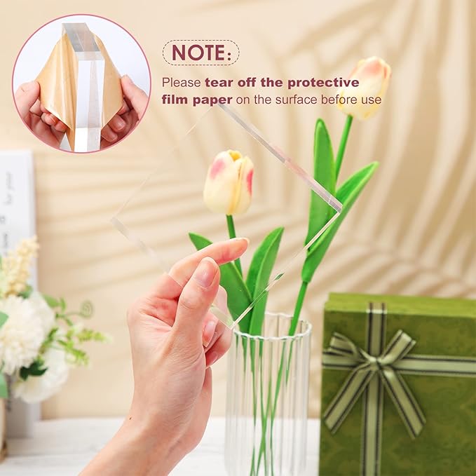 Remerry 8 Pieces Acrylic Display Block 4 x 4 x 1 Inch Clear Polished Acrylic Square Display Cube Block Stand Holder for Rings Jewelry Ornaments