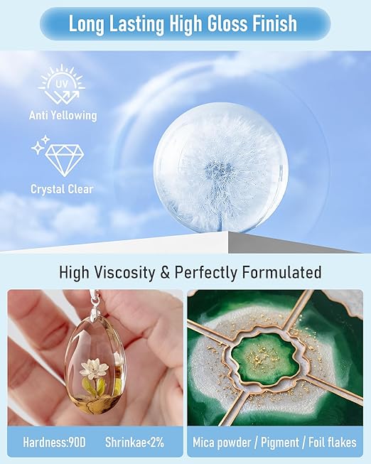 Nicpro UV Resin 1000g, Upgrade Crystal Clear Ultraviolet Epoxy Resin Glue Kit, Low Odor & Quick Curing Sunlight Cure Hard UV Resin for Jewelry Making, Handmade DIY Craft, Coating and Casting