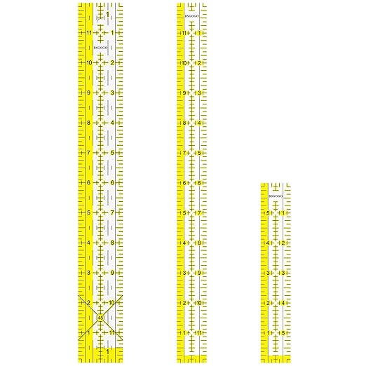 Acrylic Quilters Ruler 12"x1.5", 12"x1",6"x1"