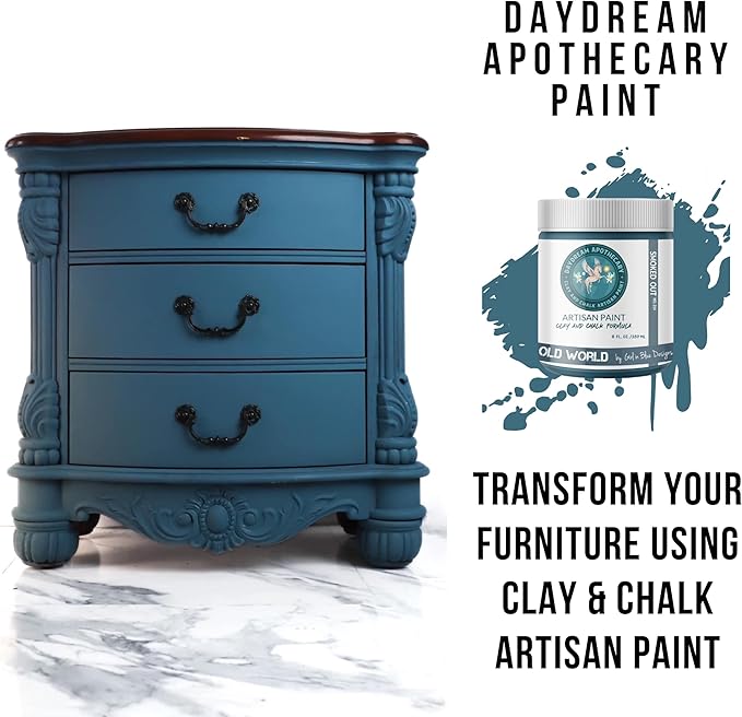 Daydream Apothecary Premium Chalk Style Paint for Furniture, Home Décor, Wood, DIY Interior Projects, Quick Dry, No Prep or Prime Needed, Matte Gray Blue - 8oz