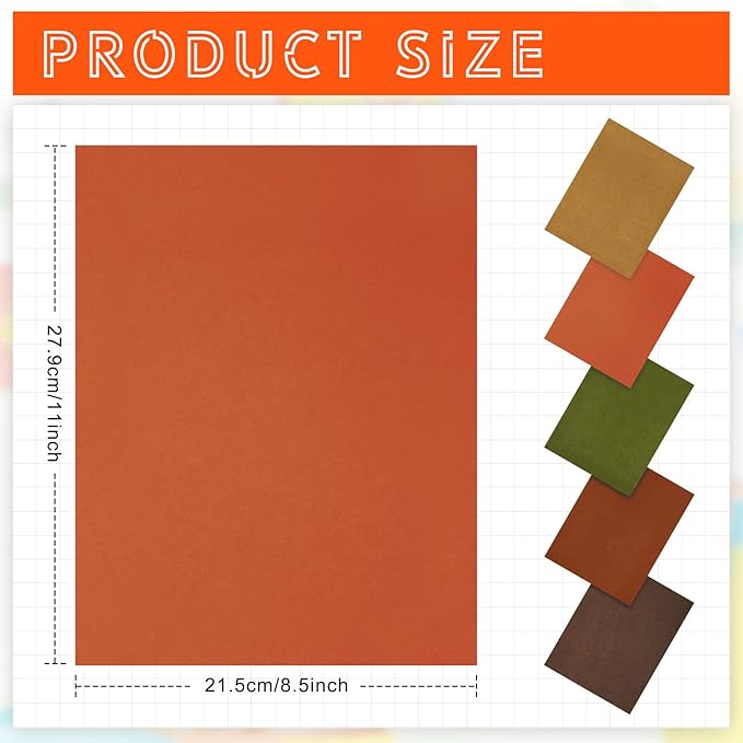 Sinmoe 100 Sheets 5 Shades Cardstock Paper 8.5 x 11 Inches 180gsm Solid Core Printer Paper for Scrapbooking DIY Arts Crafts Making Office Home Supplies(Autumn Color)
